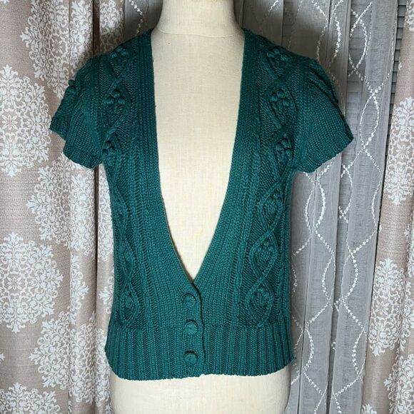 Dorothy Perkins green short sleeve cardigan Sweater Size 10 - Picture 1 of 9